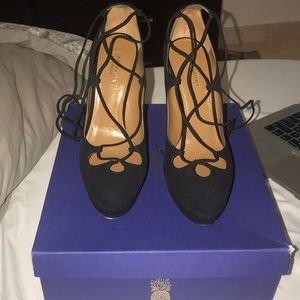 AQUAZZURRA DANCER PLATEAU SUEDE LACE-UP PUMPS